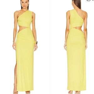 Revolve x Michael Costello  Lime One-Shoulder Maxi Dress XS